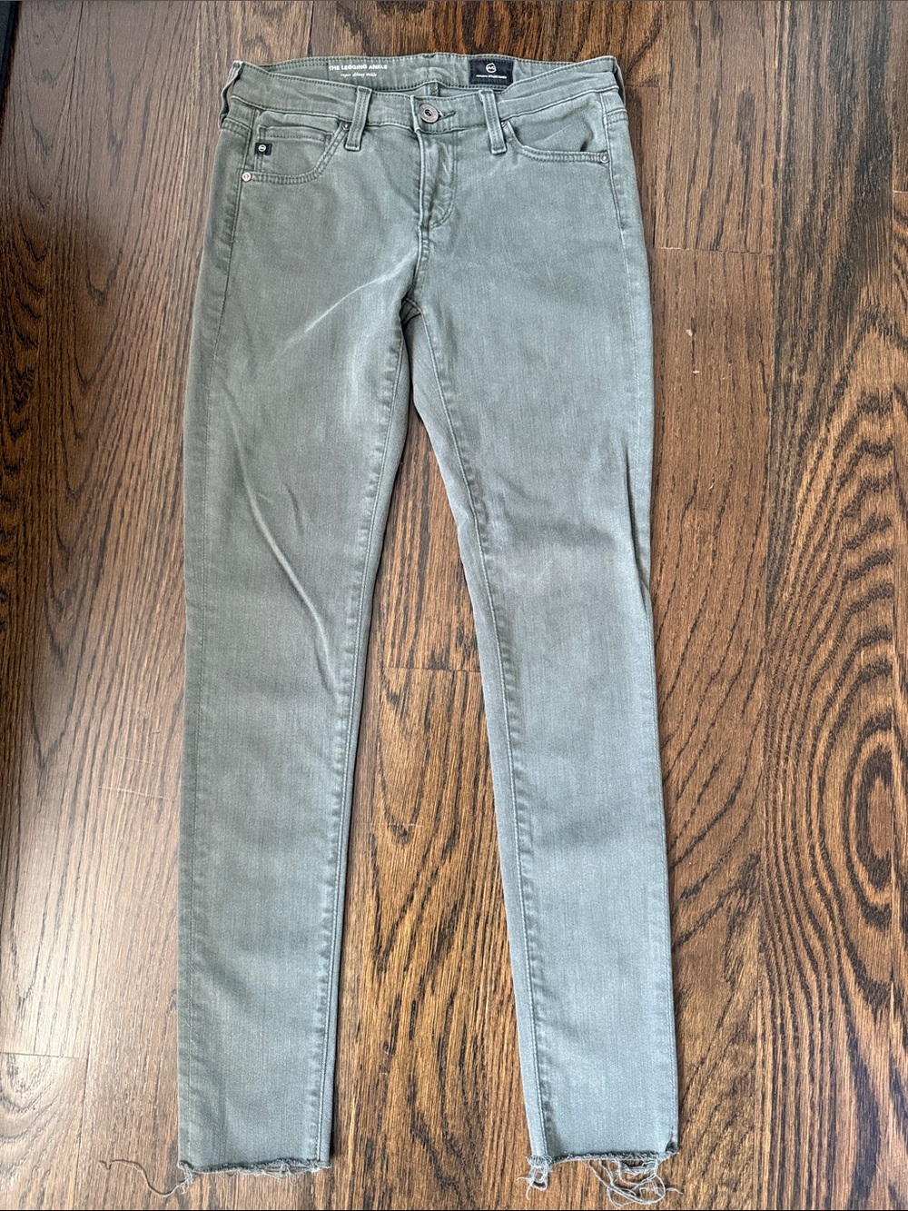 Ag Adriano Goldschmied Olive Green The Legging Ankle Skinny Jeans sz 24